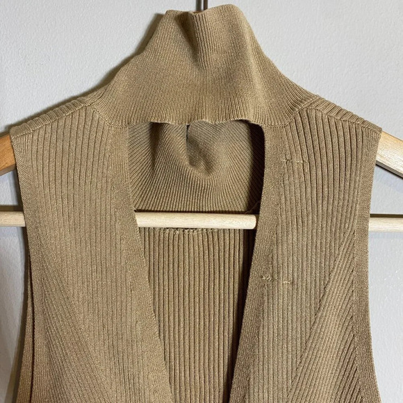 NWT Anthropologie Mock Neck Midi Dress Women's Small Cedar Tan Sleeveless Knit - Picture 13 of 16